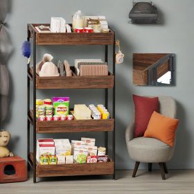 HO4-Tier Retail Display Shelf, Tall Snack Rack, Concession Chip Stand with Storage Shelves, Store Display Shelving Organizer