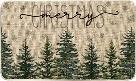 Pine Trees Snowflakes Merry Christmas Welcome Decorative Doormat, Seasonal Winter Xmas Low-Profile Rug Switch Mat for Outdoor 17x29 Inch