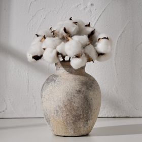 Ceramic Decorative Flower Vase | 6 Inch Pottery Rustic Farmhouse | Boho | Whitewashed Terracotta Vase for Home Decor, Table, Living Room, Bathroo