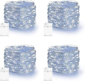 Dazzle Bright Fairy Lights Battery Operated, 4 Pack Total 80FT 240LED Silver Wire Waterproof Battery Operated String Lights