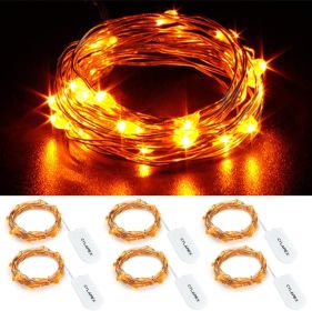6 Pack Orange Fairy Lights String Battery Operated Fairy Lights Firefly Lights LED Starry String Lights 3.3ft 20 LEDs Silvery Copper Wire for Hal