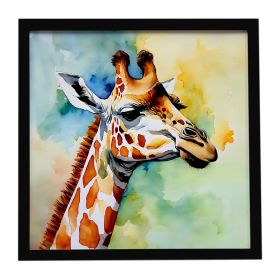 Giraffe Framed Metal Print Bathroom, Kitchen, Office, Home Decor Wall Art Ready to Hang, Square, 8X8