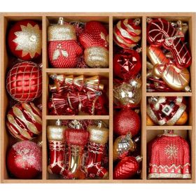 85ct Christmas Balls Ornaments Set, Colorful Shatterproof Plastic Christmas Tree Ornaments, Xmas Decorative Baubles For Christmas Tree Decoration (Option: RedGold)