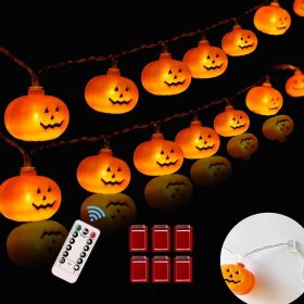 Halloween Lights,20FT 40 LEDs Holiday String Lights for Indoor Outdoor Decor,Battery Operated 8 Mode Waterproof Pumpkin String for Party Decorati (Color: Pumpkin Lights)